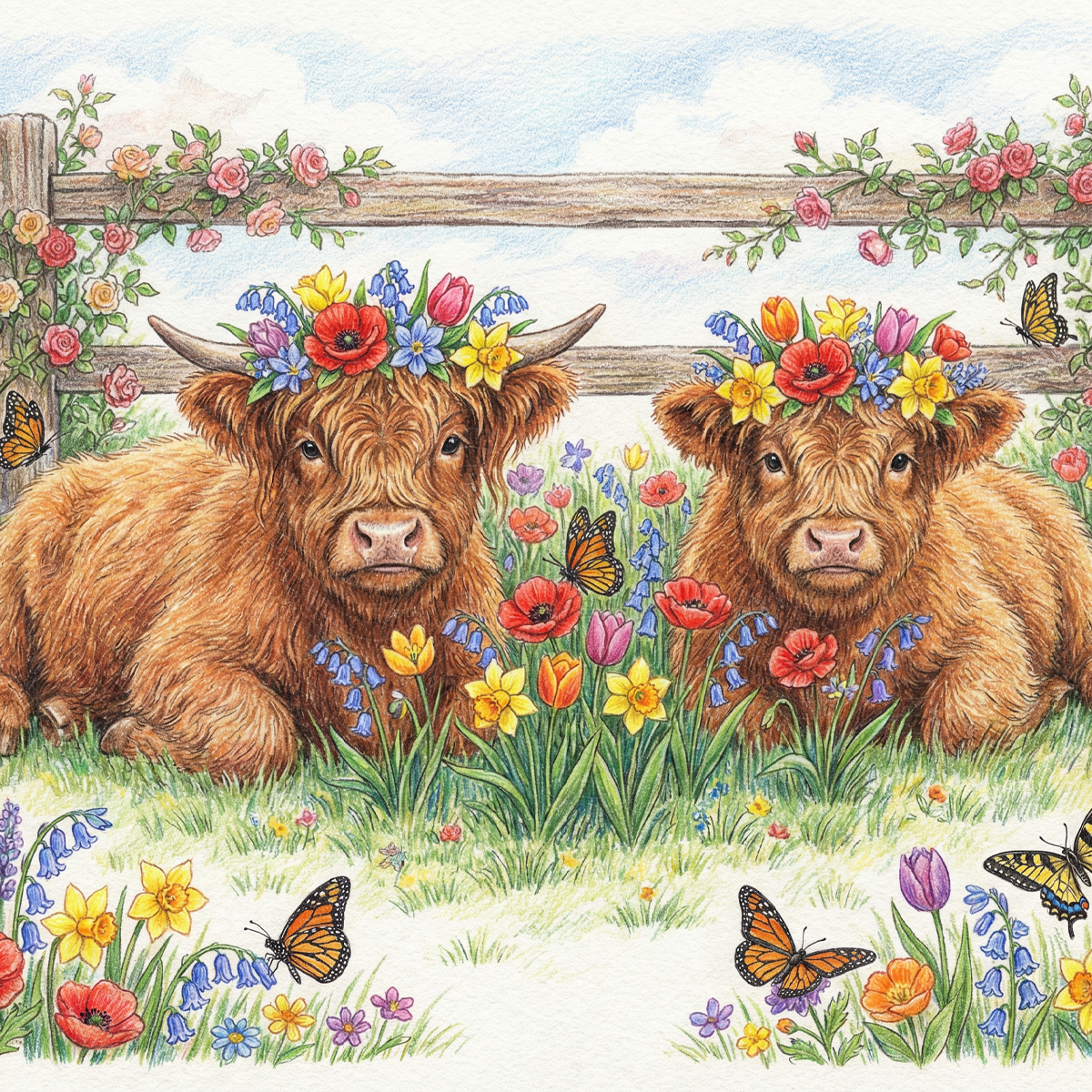 Rosie & Clover – Wildflower Pasture Pair - Luna Love Creations